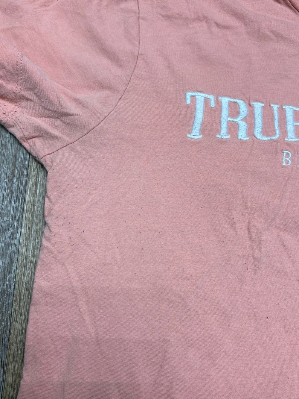 True Religion White & Coral Short Sleeve Graphic Tees